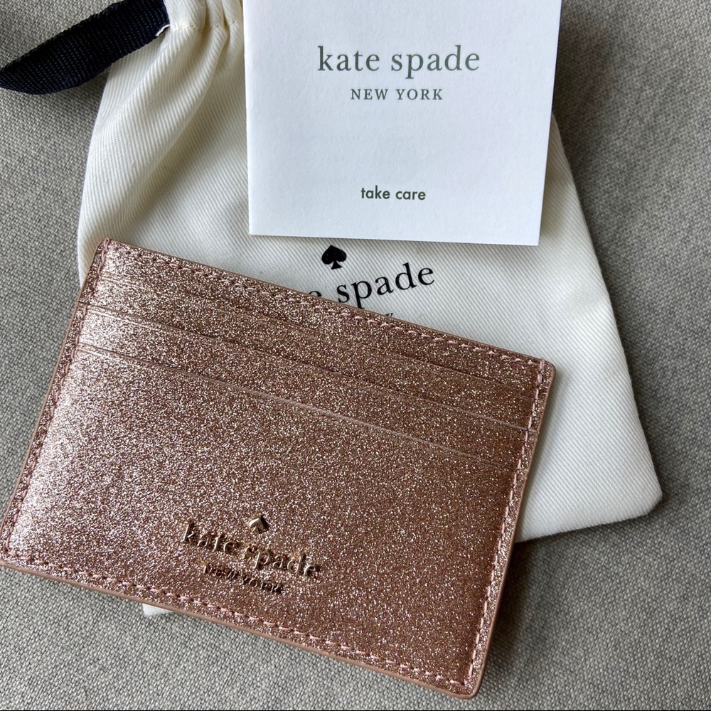 KATE SPADE Gold Glitter Card Holder
